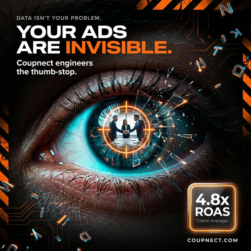 Your ads are invisible — Coupnect engineers the thumb-stop, 4.8x ROAS
